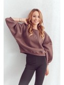 Loose, insulated sweatshirt with leggings, brown FI693 - Online store - Boutique